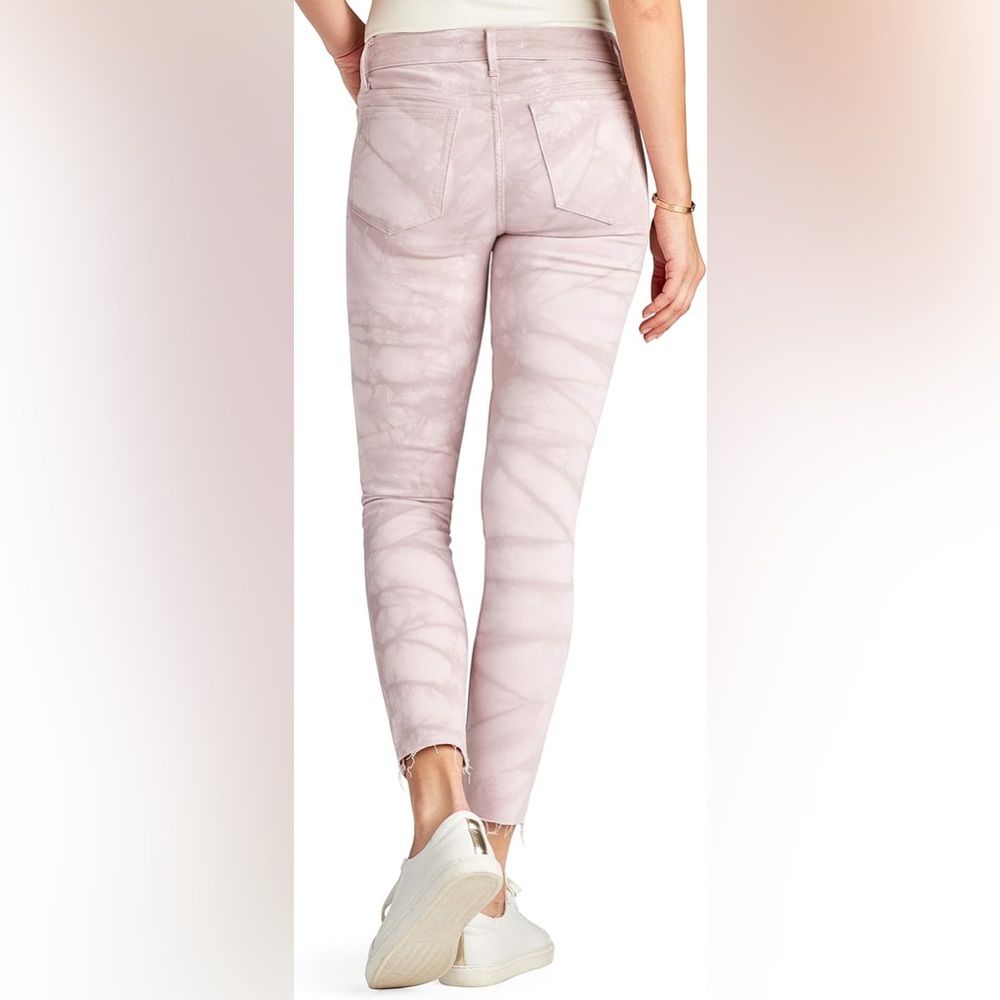 SAM EDELMAN Tie Dye Raw Hem Ankle Skinny Jeans In Crystal Pink